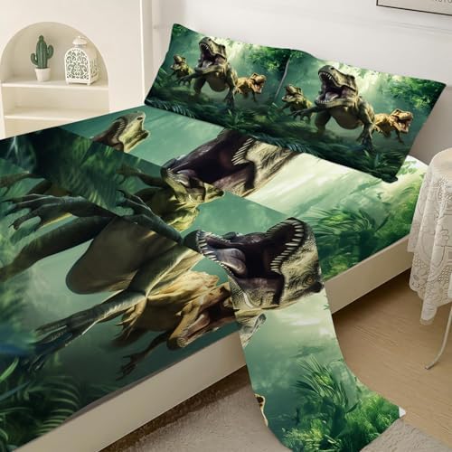 VTKON Dinosaur Bed Sheets Queen Set for Kids