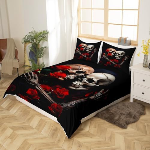 Jejeloiu Sugar Skull Duvet Cover Set King Size
