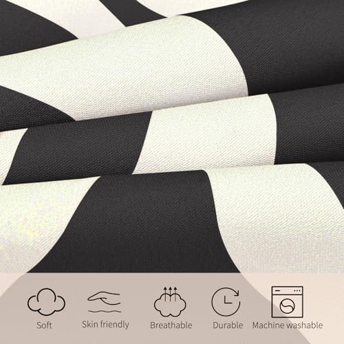 Watbro Kids Duvet Cover Set 3PCS Black Apricot Retro Hippie