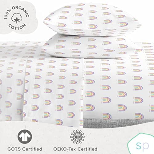 Saturday Park Doodle Rainbow Queen Bed Set - 7 Piece 100 Organic Cotton