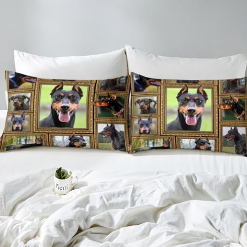 Feelyou Doberman Bed Sheet Set Queen Size 4Pcs with Pillowcases