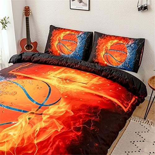 3D Sports Fire Basketball Bedding Set for Teen Boys