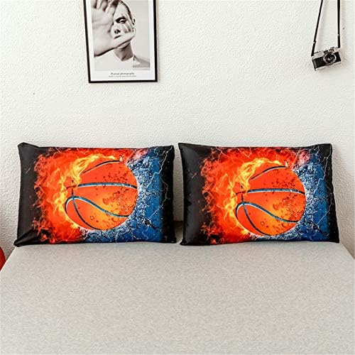 3D Sports Fire Basketball Bedding Set for Teen Boys