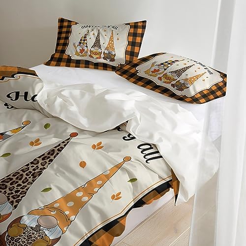LooPoP Orange Plaid Duvet Cover Set 3 PCS California King