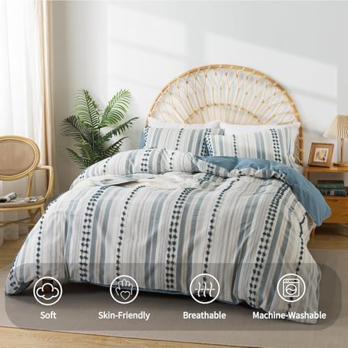 La Sheer Cal King Duvet Cover Set - Tufted Dots Boho Chic Bedding