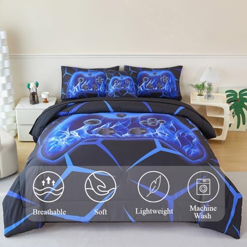 ZSYAYAHA 6 Piece Gamer Bed in a Bag Set for Kids
