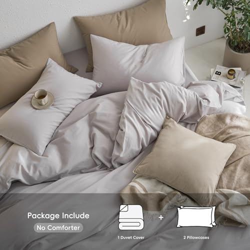 MooMee Cal King Duvet Cover Set - 100 Washed Cotton Soft Durable