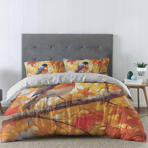 LooPoP Fall Bird Duvet Cover Set 3 PCS California King