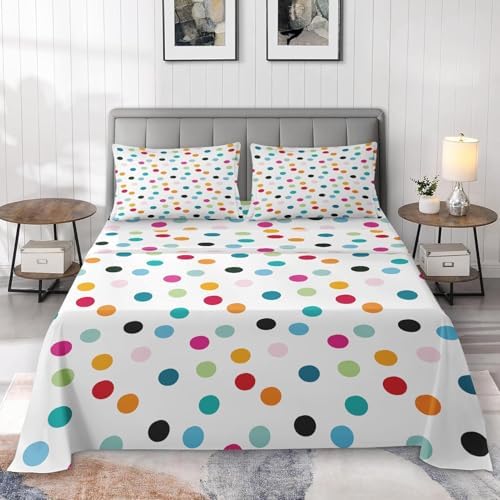 4 Pcs Fitted Sheet Set Full Size with Polka Dots