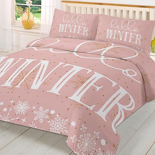 LooPoP Snowflake Pink Duvet Cover Set California King