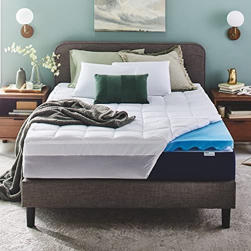 Sleep Innovations Dual Layer Memory Foam Mattress Topper Queen Size