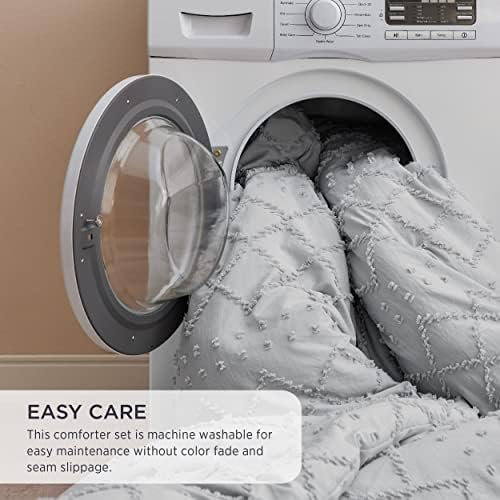 Bedsure California King Comforter Set - Light Grey Fluffy Durable Boho Style