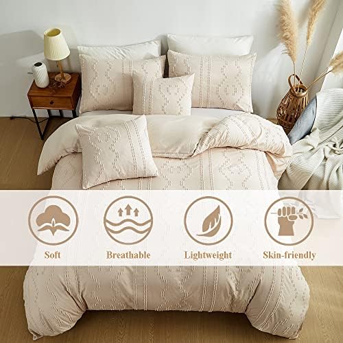CinYana Boho Duvet Cover Set 5 Piece Shabby Chic King Size