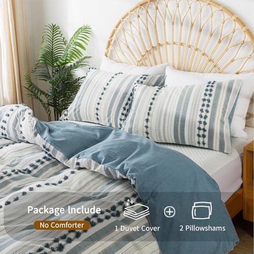 La Sheer Cal King Duvet Cover Set - Tufted Dots Boho Chic Bedding