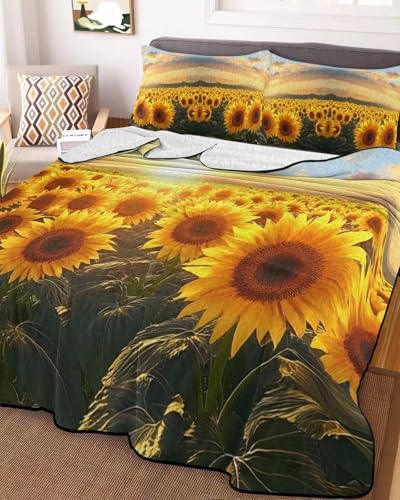 TocaHome Summer Quilt Twin XL 68x98 Inch Set with Pillowcases