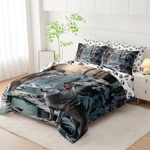 AILONEN Snow Wolf Comforter Set Full Size 7 Piece
