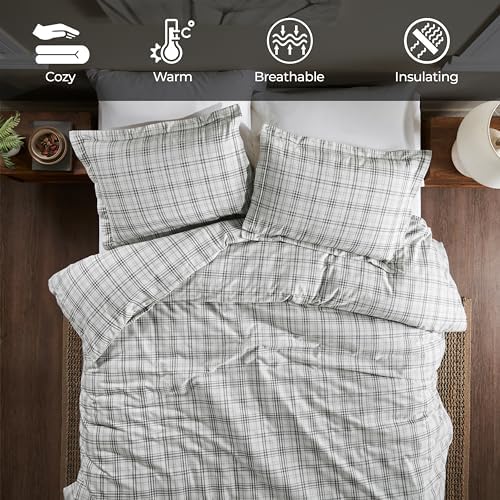 Superior Plaid Flannel Duvet Set Charcoal KingCalifornia King 1