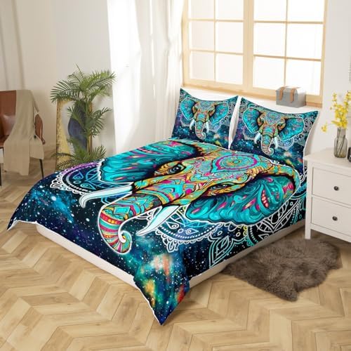 Feelyou Elephant Duvet Cover Set 3Pcs Zipper Queen Size