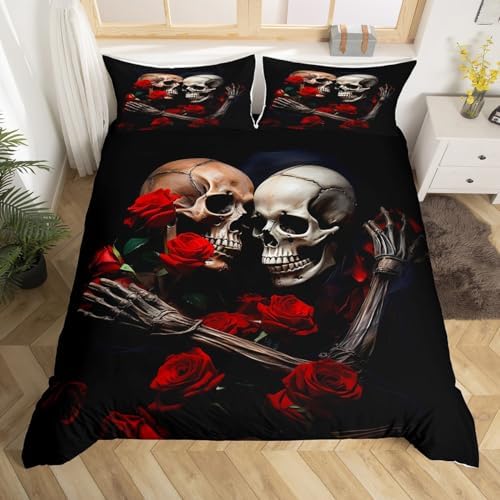 Jejeloiu Sugar Skull Duvet Cover Set King Size