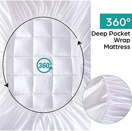 WhatsBedding Waterproof Queen Mattress Pad with Pillow Top