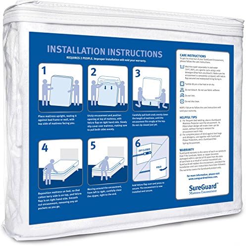 King SureGuard Mattress Encasement - 100 Waterproof Bed Bug Proof