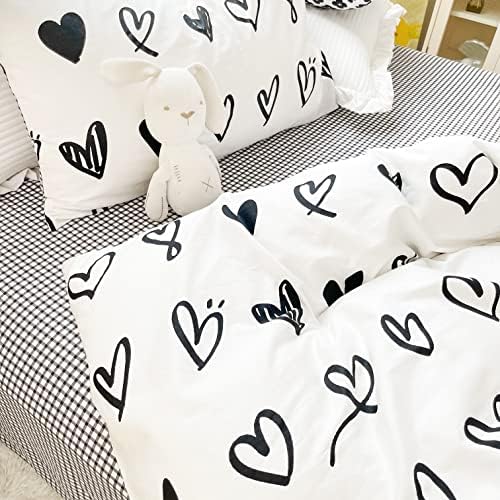 MEJU Heart Love Duvet Cover Set with Pillowcases and Zipper Closure