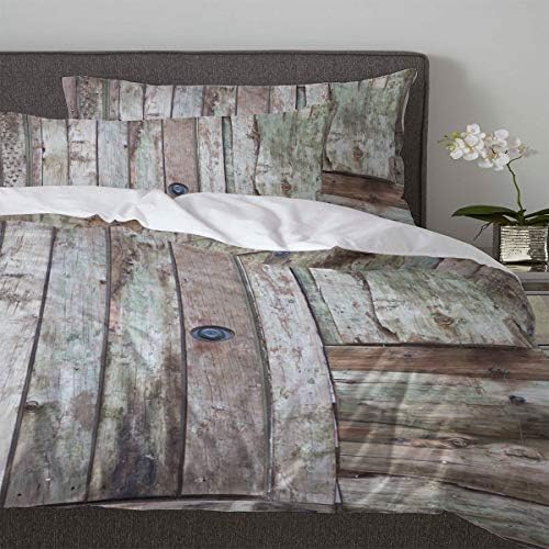 LooPoP 3PC Comforter Set White Wooden Barn Door Farmhouse Style