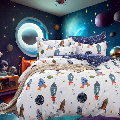 Brandream Twin Kids Bedding Set 3-Piece Space Galaxy