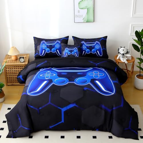 BYHOFMLY Blue Gamer Comforter Set - 6Pcs Kids Twin Bedding