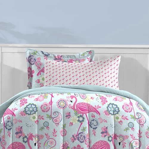 Dream Factory Kids 7-Piece Comforter Set Full Pink Flamingo