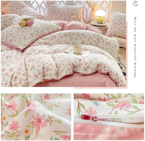 VM VOUGEMARKET Girls Pink Flower Duvet Set Twin