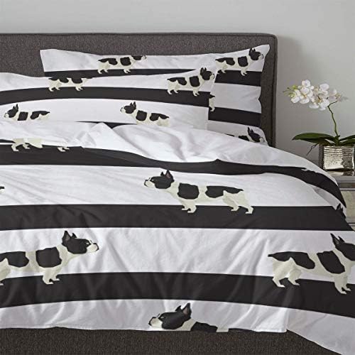 LooPoP 3PC Comforter Sets Black and White Stripe