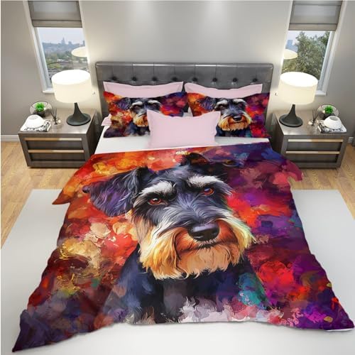 3D Print Standard Schnauzer Dog Duvet Cover Set for Kids 1