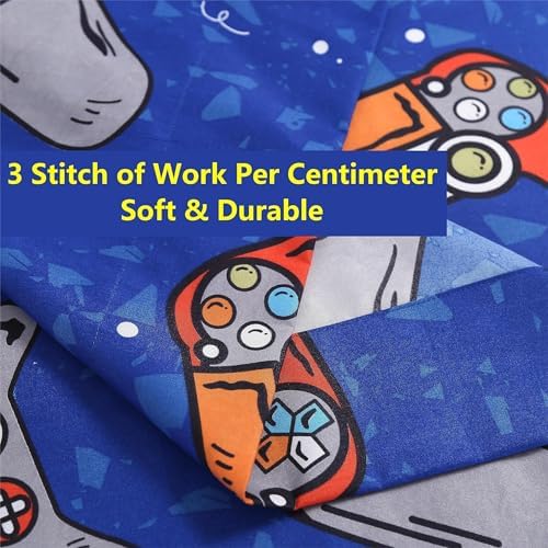 SDIII 4PCS Blue Gamer Sheets Set Full Size Microfiber