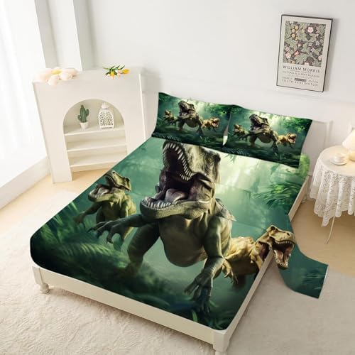 VTKON Dinosaur Bed Sheets Queen Set for Kids