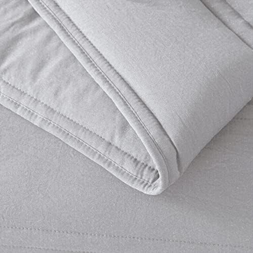 AnnaZ 3PC Comforter Set Down Alternative Light Grey Twin XL
