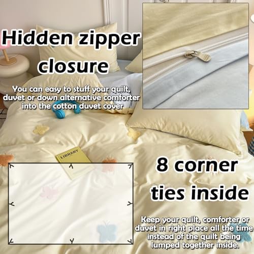 MorroMorn Twin Duvet Cover Set with 3D Embroidery