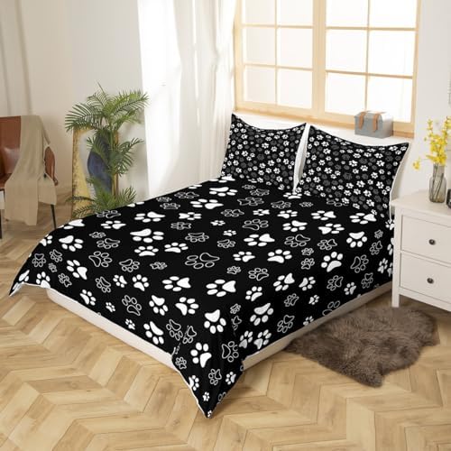 Manfei Dog Paw Print Duvet Cover Set