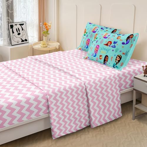SIRDO Kids Mermaid Bed Set Twin Size 5-Piece