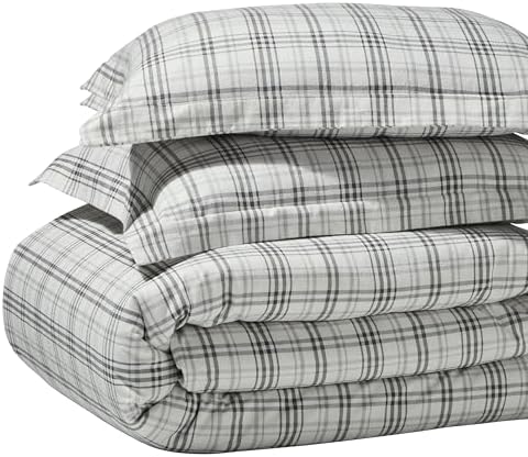 Superior Plaid Flannel Duvet Set Charcoal KingCalifornia King 1