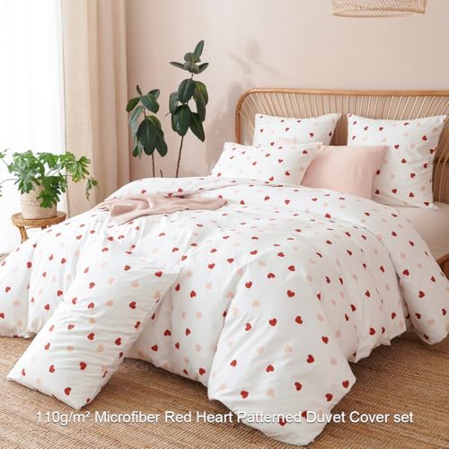 Erwinmu Heart Print Duvet Cover Set King Size