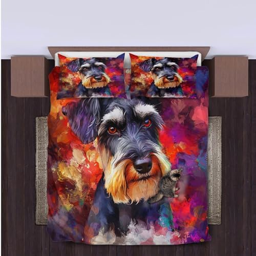 3D Print Standard Schnauzer Dog Duvet Cover Set for Kids 1