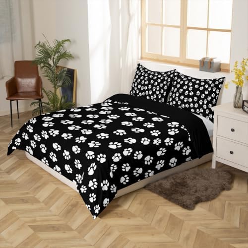 Homewish Dog Paw Print Twin Duvet Cover Set