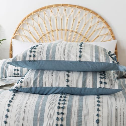 La Sheer Cal King Duvet Cover Set - Tufted Dots Boho Chic Bedding