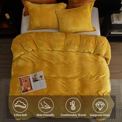 PHF Velvet Duvet Cover Set 3pcs King Size with 8 Ties