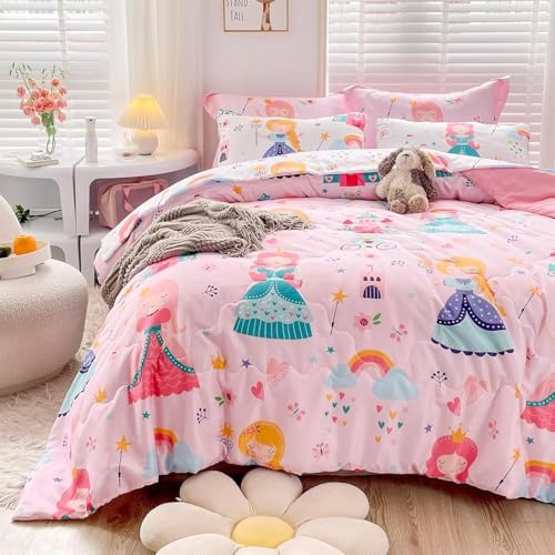 Wajade Kids Pink Princess Comforter Set 3 Piece Bed in a Bag