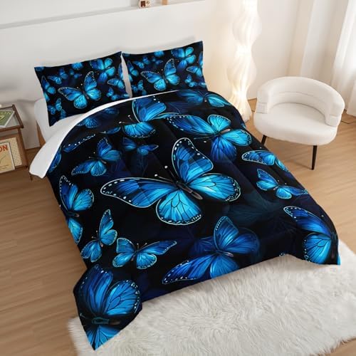 Dream Blue Butterfly Comforter Set Twin Size 1