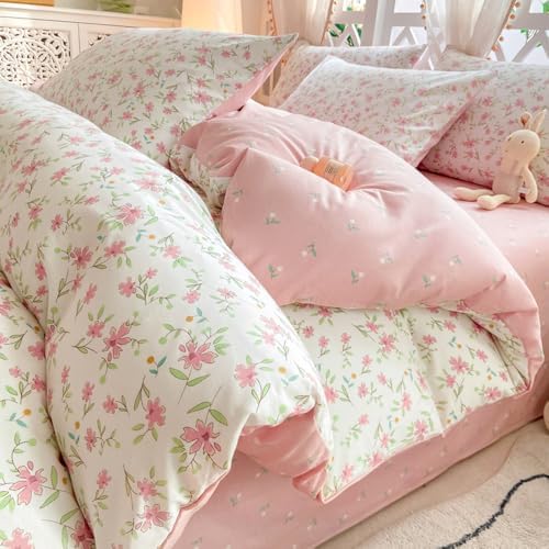 VM VOUGEMARKET Girls Pink Flower Duvet Set Twin