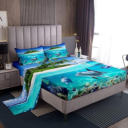 Feelyou Dolphin Bed Sheet Set Kids Ocean Animal Decor