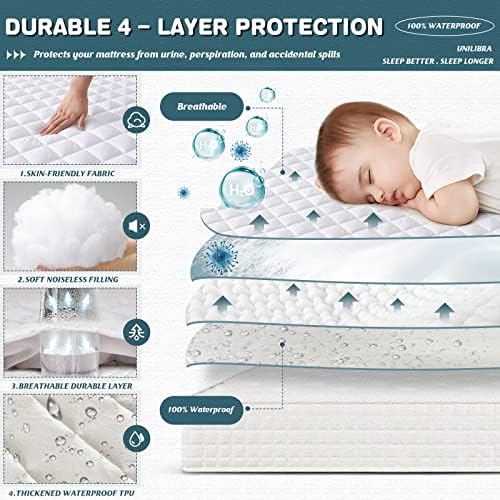 UNILIBRA Queen Mattress Protector Waterproof Deep Pocket with Breathable Hollow Cotton Filling